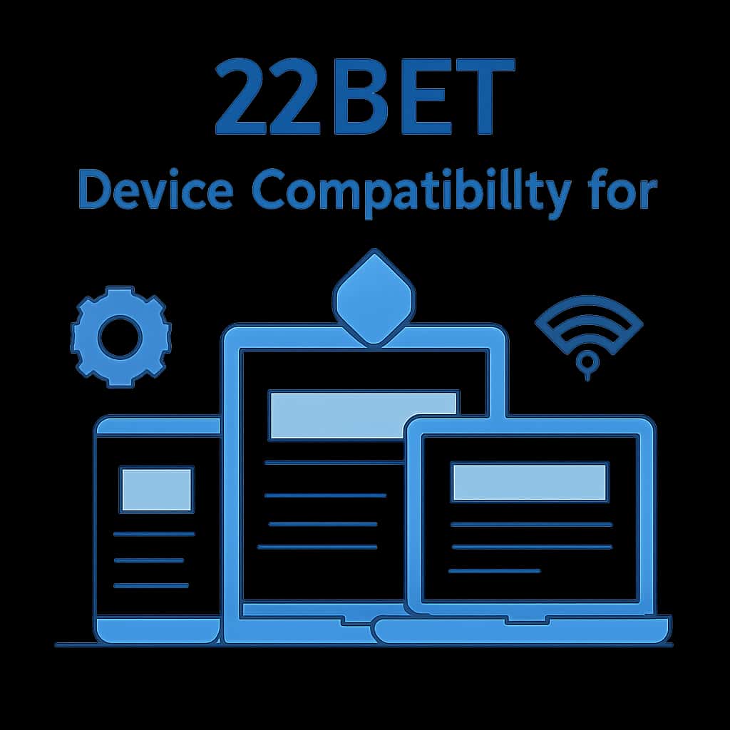 A diagram showing the requirements for using the 22bet app on different devices.