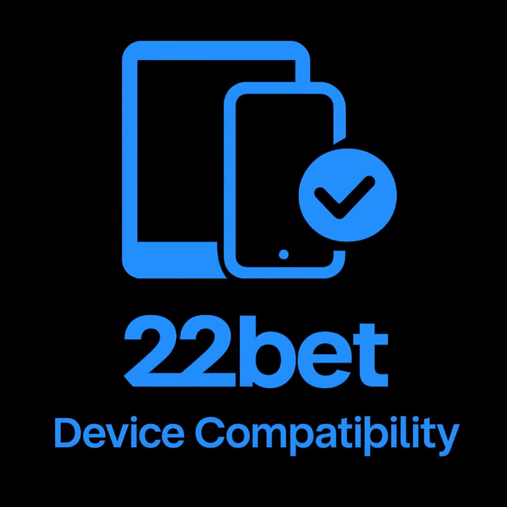 A badge symbolizing device compatibility for the 22bet app.